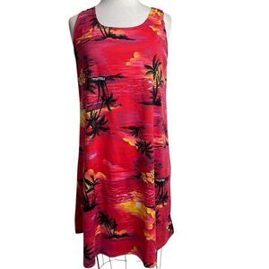 Hawaiian print tank dress L vintage